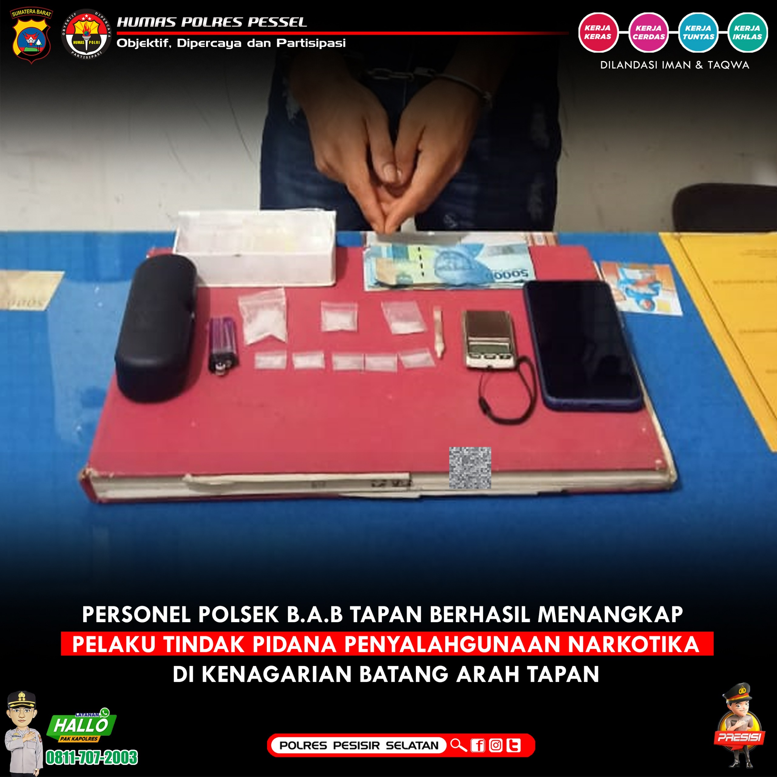 Polsek BAB Tapan Tangkap Diduga Pengedar Sabu dengan Barang Bukti 8 Paket, Uang Tunai dan Timbangan 